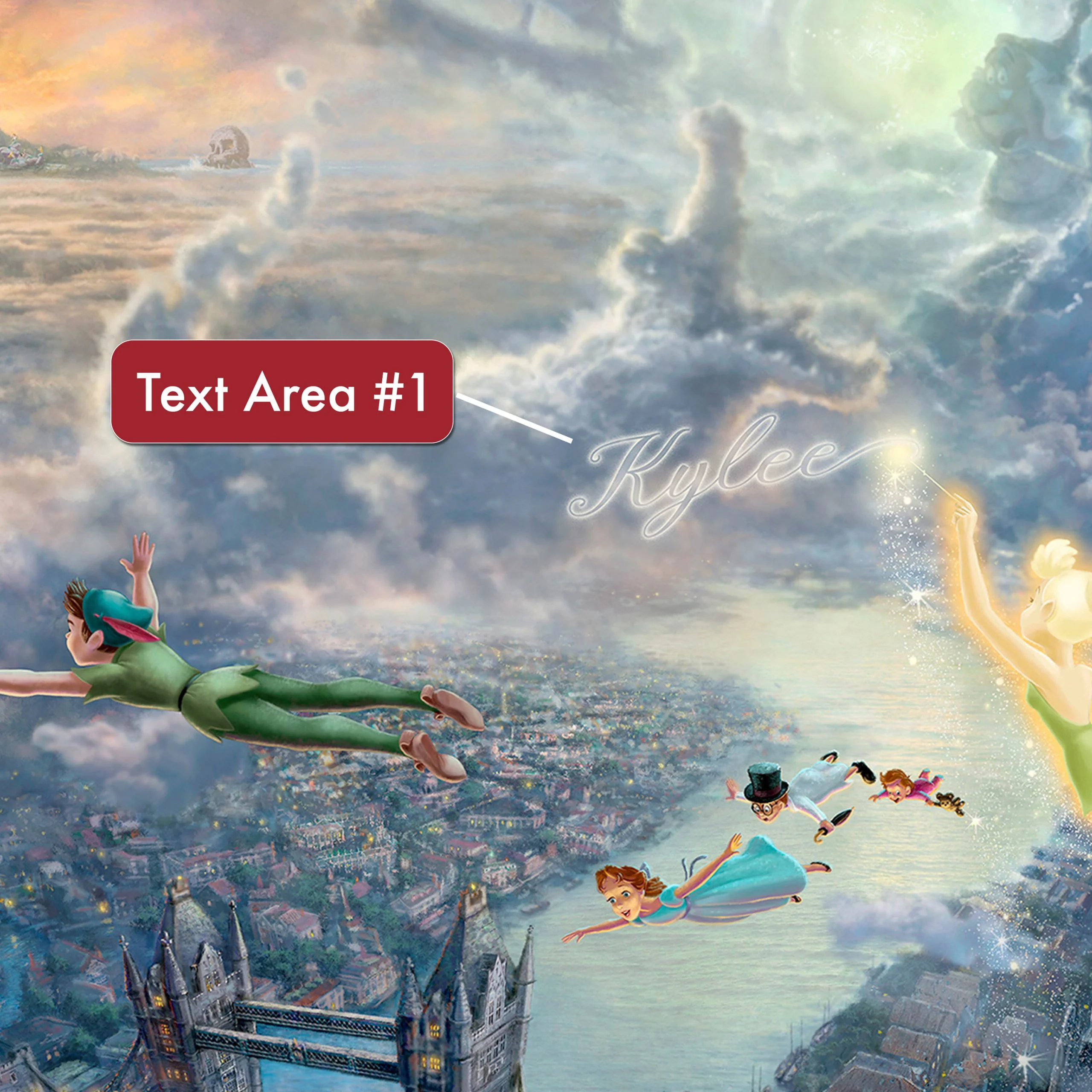 Tinker Bell & Peter Pan Fly to Neverland  - Personalized Canvas - Image 4